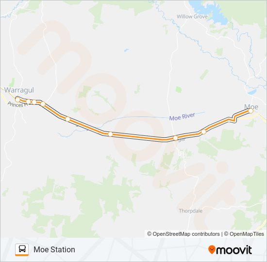 Mapa de MOE STATION VIA MOE STATION de autobús