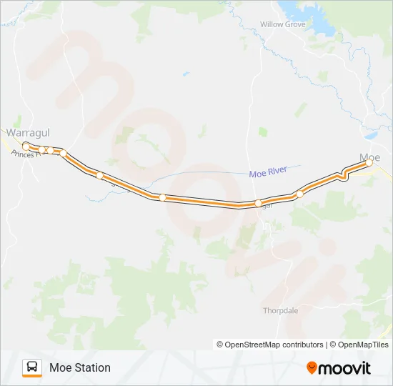 Mapa de MOE STATION VIA MOE STATION de autobús