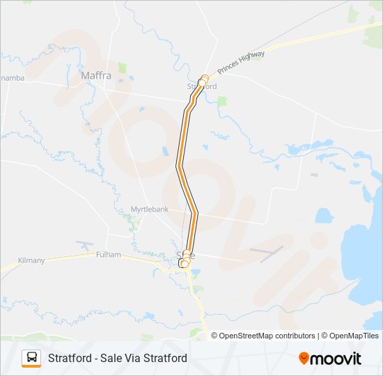STRATFORD - SALE VIA STRATFORD bus Line Map
