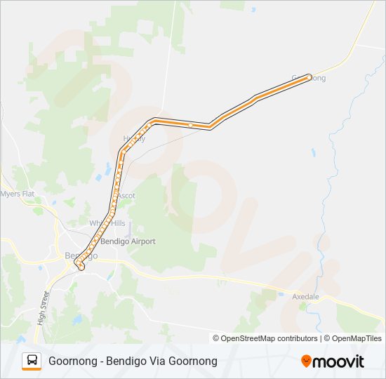 GOORNONG - BENDIGO VIA GOORNONG bus Line Map