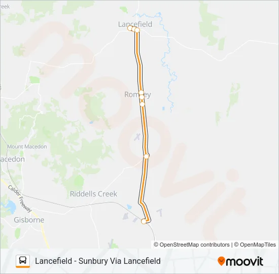 LANCEFIELD - SUNBURY VIA LANCEFIELD Bus Line Map