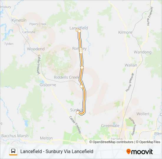 LANCEFIELD - SUNBURY VIA LANCEFIELD Bus Line Map