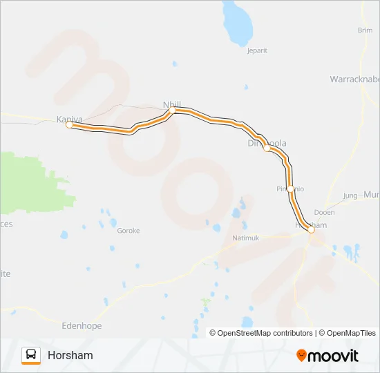 KANIVA - HORSHAM VIA DIMBOOLA, NHILL Bus Line Map