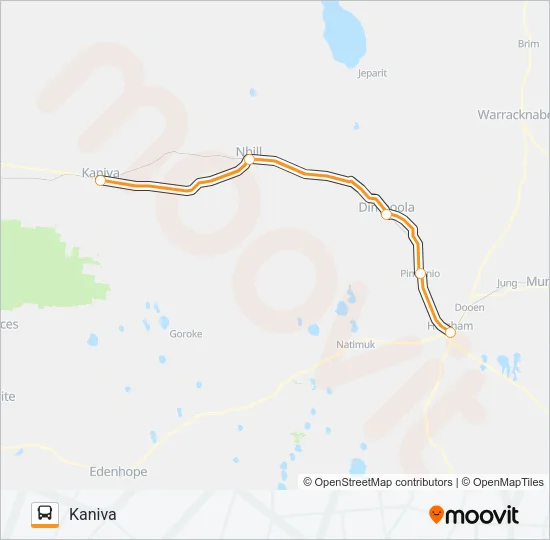 KANIVA - HORSHAM VIA DIMBOOLA, NHILL Bus Line Map