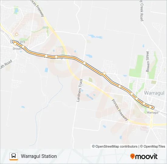 WARRAGUL STATION VIA WARRAGUL STATION Bus Line Map