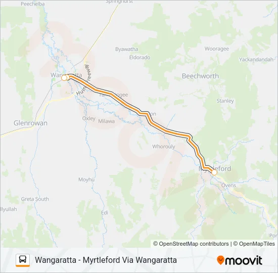 WANGARATTA - MYRTLEFORD VIA WANGARATTA Bus Line Map