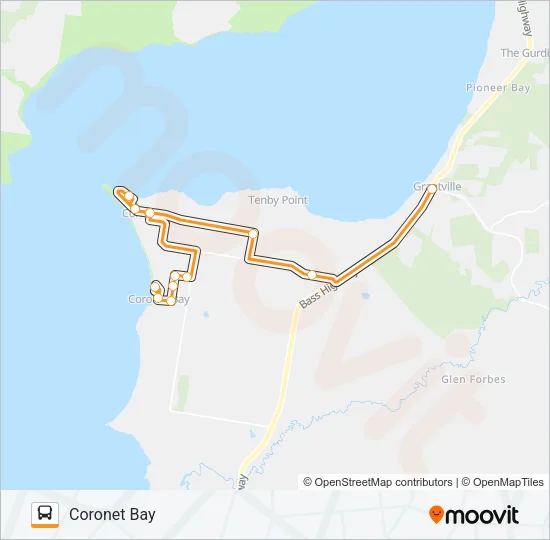 GRANTVILLE - CORONET BAY VIA GRANTVILLE Bus Line Map