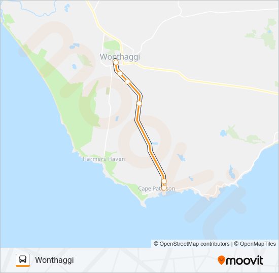 WONTHAGGI - CAPE PATERSON VIA WONTHAGGI Bus Line Map