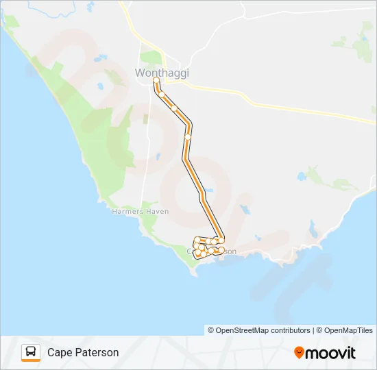 WONTHAGGI - CAPE PATERSON VIA WONTHAGGI Bus Line Map