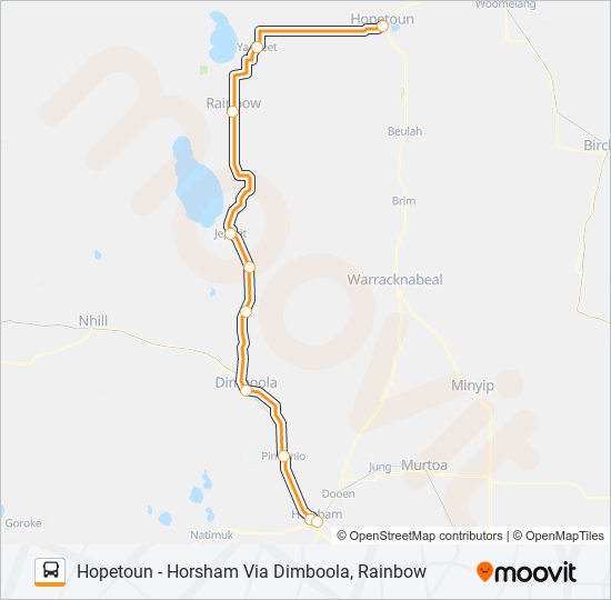 HOPETOUN - HORSHAM VIA DIMBOOLA, RAINBOW bus Line Map