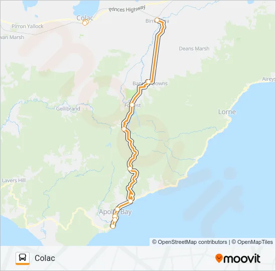 MARENGO - COLAC VIA FORREST, SKENES CREEK, APOLLO BAY Bus Line Map