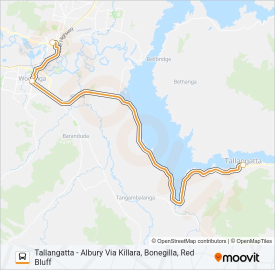 TALLANGATTA - ALBURY VIA KILLARA, BONEGILLA, RED BLUFF Bus Line Map