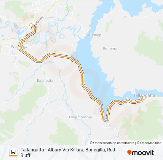 TALLANGATTA - ALBURY VIA KILLARA, BONEGILLA, RED BLUFF Bus Line Map