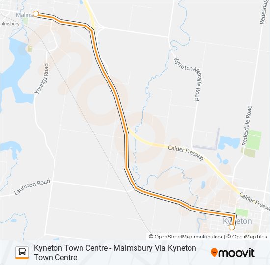 KYNETON TOWN CENTRE - MALMSBURY VIA KYNETON TOWN CENTRE bus Line Map