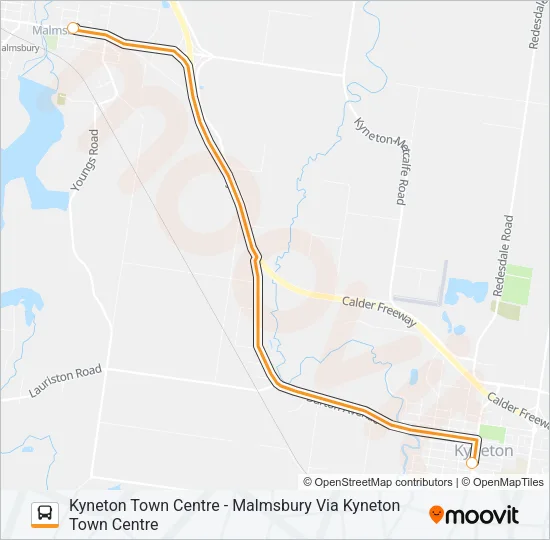 Mapa de KYNETON TOWN CENTRE - MALMSBURY VIA KYNETON TOWN CENTRE de autobús