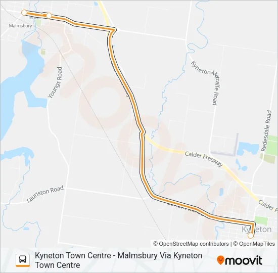 Mapa de KYNETON TOWN CENTRE - MALMSBURY VIA KYNETON TOWN CENTRE de autobús