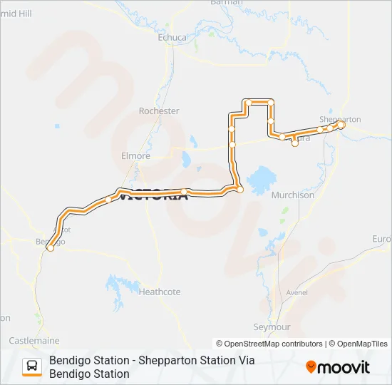 BENDIGO STATION - SHEPPARTON STATION VIA BENDIGO STATION Bus Line Map