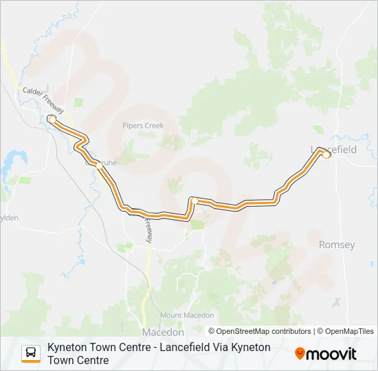 KYNETON TOWN CENTRE - LANCEFIELD VIA KYNETON TOWN CENTRE Bus Line Map