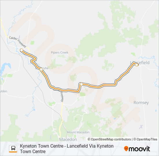 KYNETON TOWN CENTRE - LANCEFIELD VIA KYNETON TOWN CENTRE bus Line Map