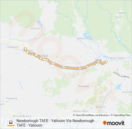 NEWBOROUGH TAFE - YALLOURN VIA NEWBOROUGH TAFE - YALLOURN Bus Line Map