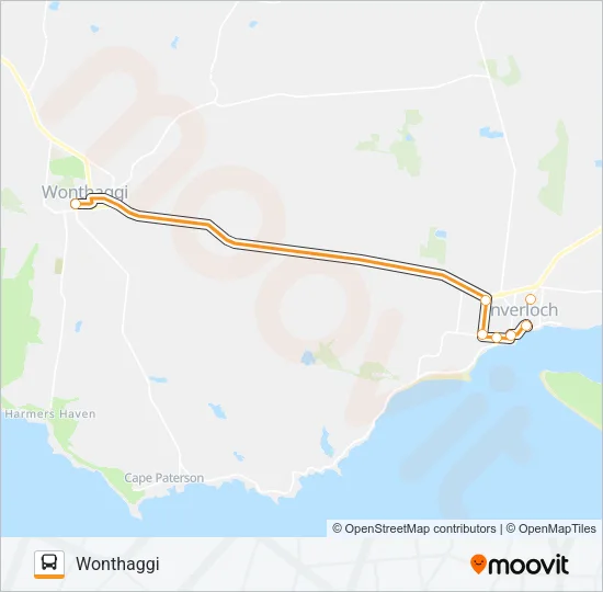 TRARALGON - WONTHAGGI VIA INVERLOCH, LEONGATHA, MIRBOO NTH Bus Line Map