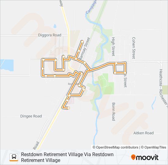 RESTDOWN RETIREMENT VILLAGE VIA RESTDOWN RETIREMENT VILLAGE bus Line Map