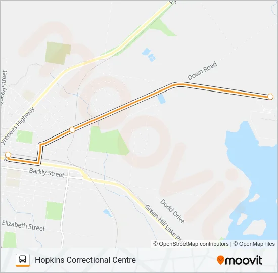 HOPKINS CORRECTIONAL CENTRE - ARARAT VIA HOPKINS CORRECTIONAL CENTRE Bus Line Map
