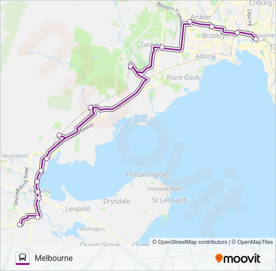 GEELONG - MELBOURNE VIA GEELONG Bus Line Map