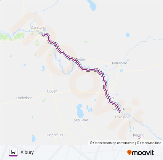 ALBURY - MILDURA VIA KERANG & SHEPPARTON bus Line Map