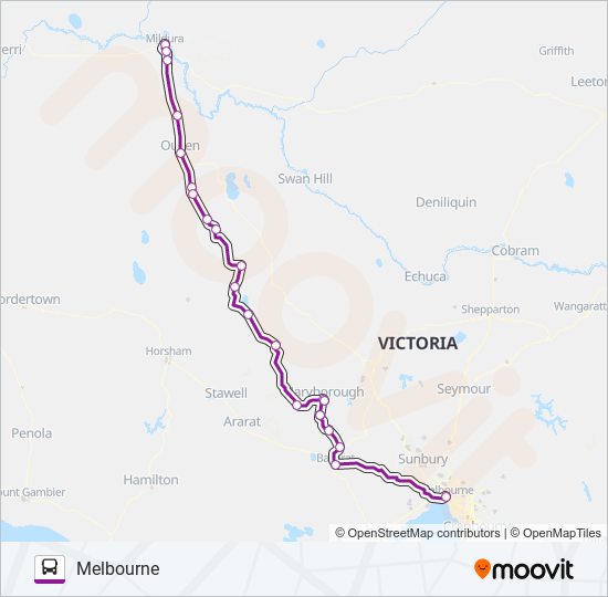 melbourne mildura via donald ballarat Route Schedules, Stops & Maps