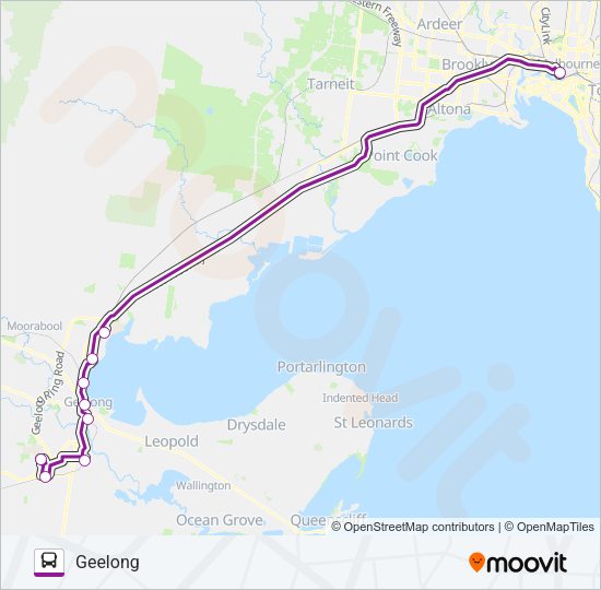 GEELONG VIA GEELONG Bus Line Map