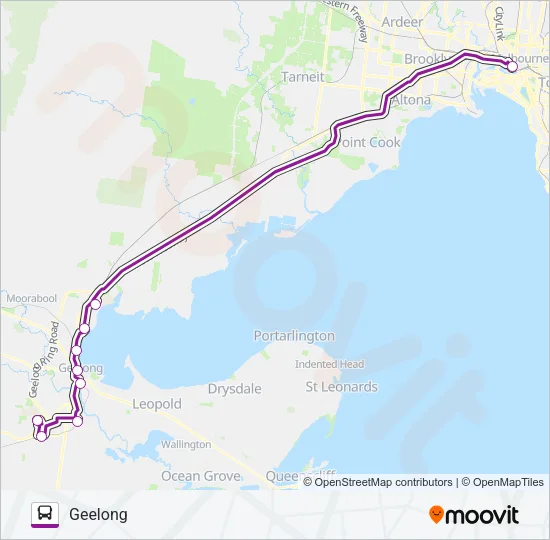 GEELONG VIA GEELONG Bus Line Map