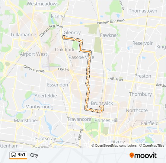 951 bus Line Map