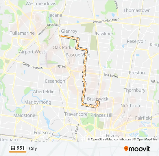 Mapa de 951 de autobús