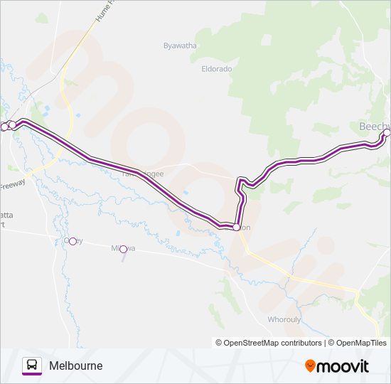 Mapa de MELBOURNE - MOUNT BEAUTY VIA BRIGHT de autobús