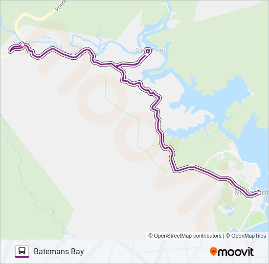 BATEMANS BAY - MELBOURNE VIA BAIRNSDALE bus Line Map