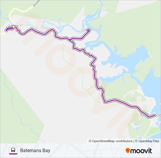 Mapa de BATEMANS BAY - MELBOURNE VIA BAIRNSDALE de autobús