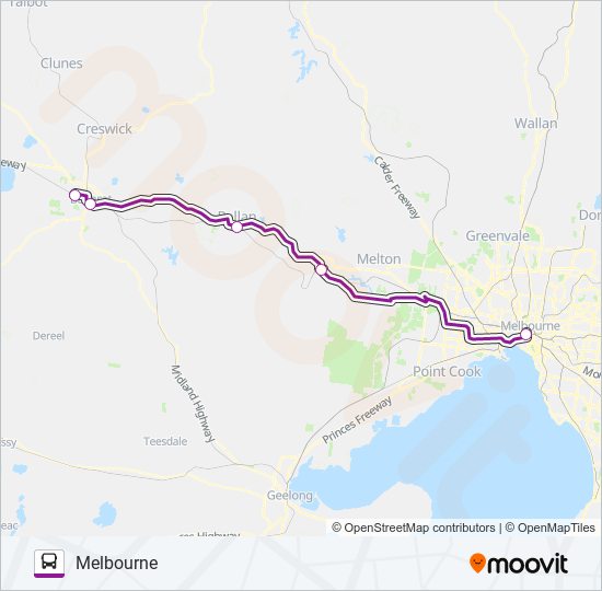 MELBOURNE VIA MELTON bus Line Map