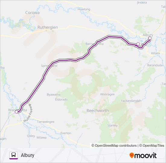 Mapa de MELBOURNE - ALBURY VIA SEYMOUR de autobús