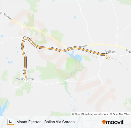 MOUNT EGERTON - BALLAN VIA GORDON Bus Line Map