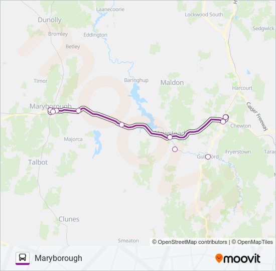 Mapa de MELBOURNE - MARYBOROUGH VIA CASTLEMAINE de autobús