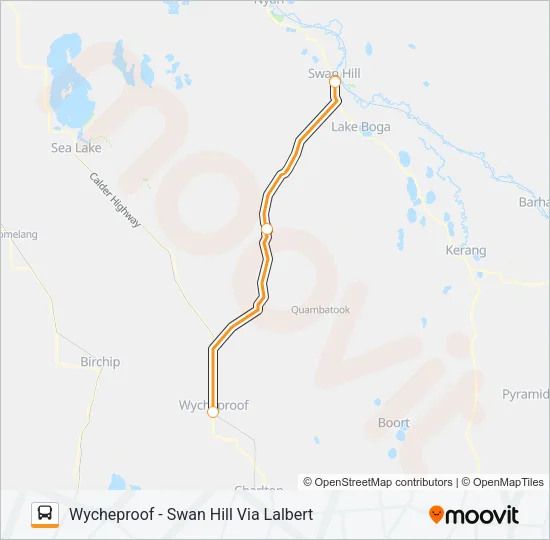 WYCHEPROOF - SWAN HILL VIA LALBERT Bus Line Map