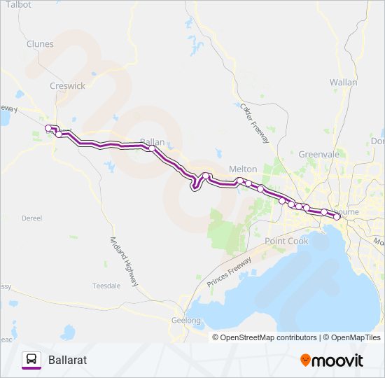 Mapa de BALLARAT - MELBOURNE VIA MELTON de autobús