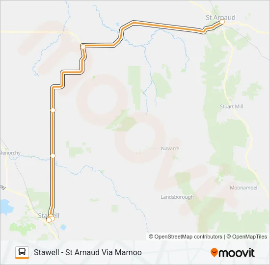 STAWELL - ST ARNAUD VIA MARNOO Bus Line Map