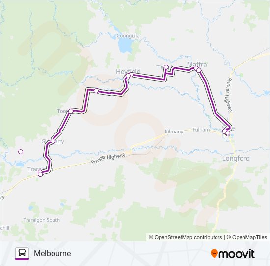 Mapa de SALE - MELBOURNE VIA TRARALGON de autobús