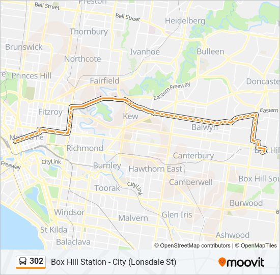 302 bus Line Map