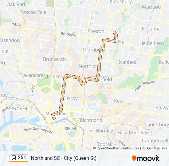 251 Bus Line Map