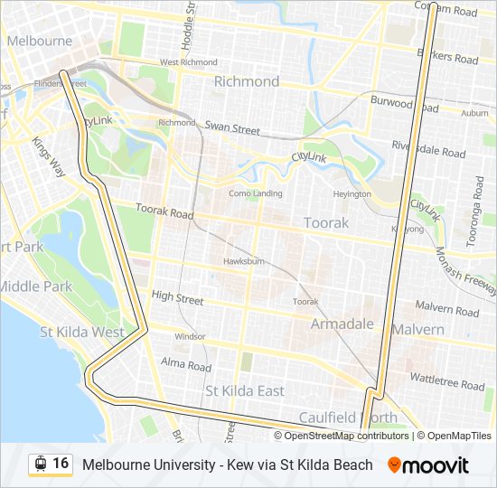 16 tram Line Map