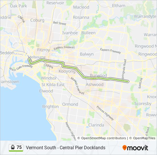 Vermont South Shopping Centre Map 75 Route: Schedules, Stops & Maps - Central Pier Docklands (Updated)