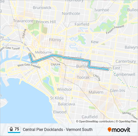 75 tram Line Map